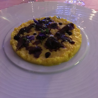 Ризотто по-милански с мясом ягненка и кофейным соусом